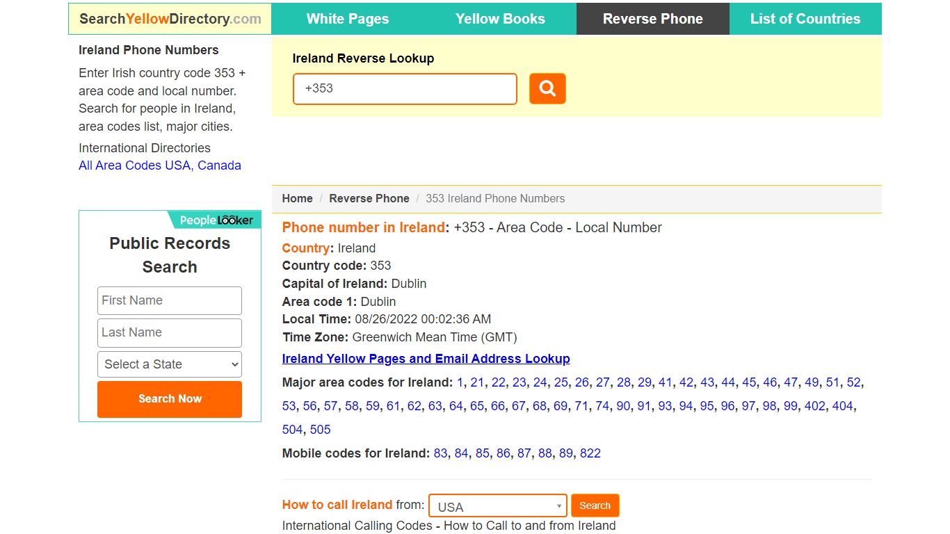 Ireland Reverse Lookup 353, Phone Number Search